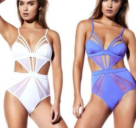 Women Summer Swimsuits Sexy Sleeveless One Piece Swimsuit Hollow Out Monokini Push Up Sheer Bikini Swimwear Beachwear S-XL