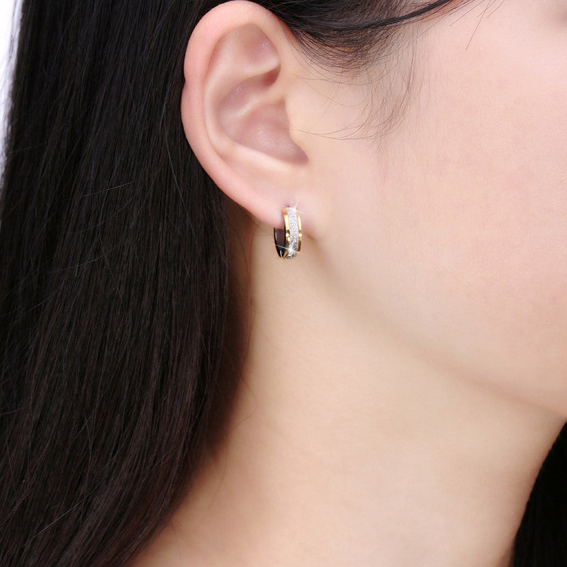 Color Silver & gold color of the punk rock of stainless steel small hoop earrings