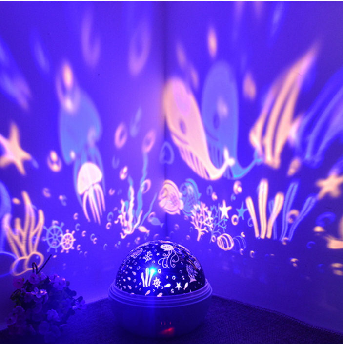 Starry Sky Projection Night Light Romantic Rotating Ocean Projection Lamp Usb Bedroom Small Ball Night Light