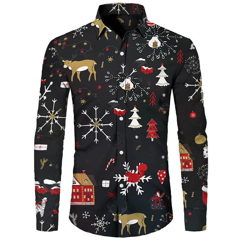 Men's Christmas Printed Casual Loose Shirt