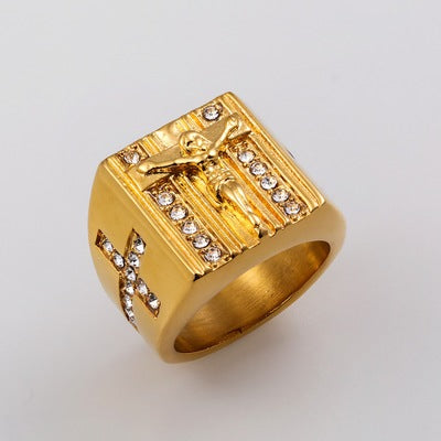 European And American Retro Religious Jesus Cross Ring