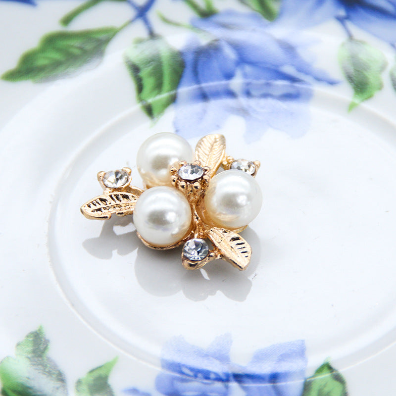 Pearl Flower Three Pearl Leaves Alloy Diamond Flowers Pendant Accessories