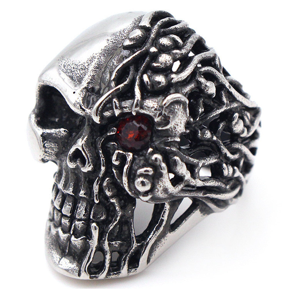 Half Burning One-eye Skull Zircon Ring