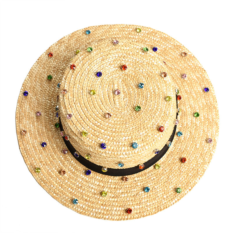 Diamond Water Diamond Inlaid Straw Woven Hat