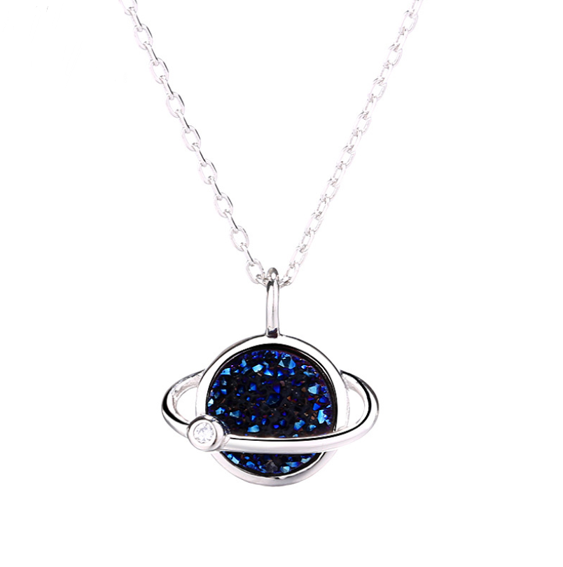 Crystal cluster planet necklace