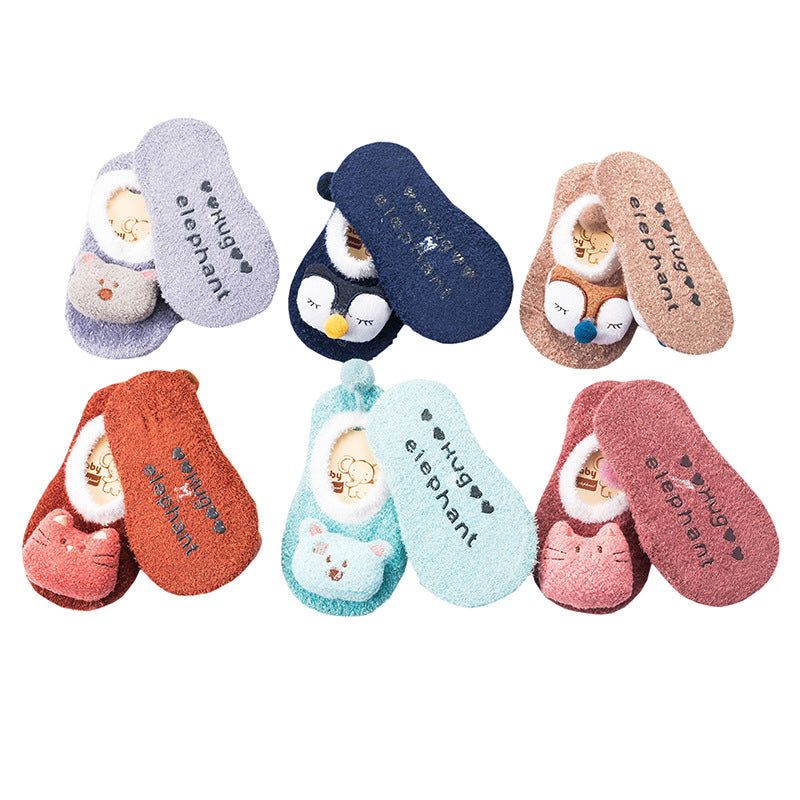 Feather Yarn Baby Cartoon Doll Non-slip Socks