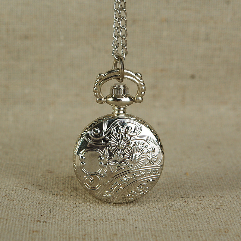 Small Hollow Silver Roman Digital Pocket Watch